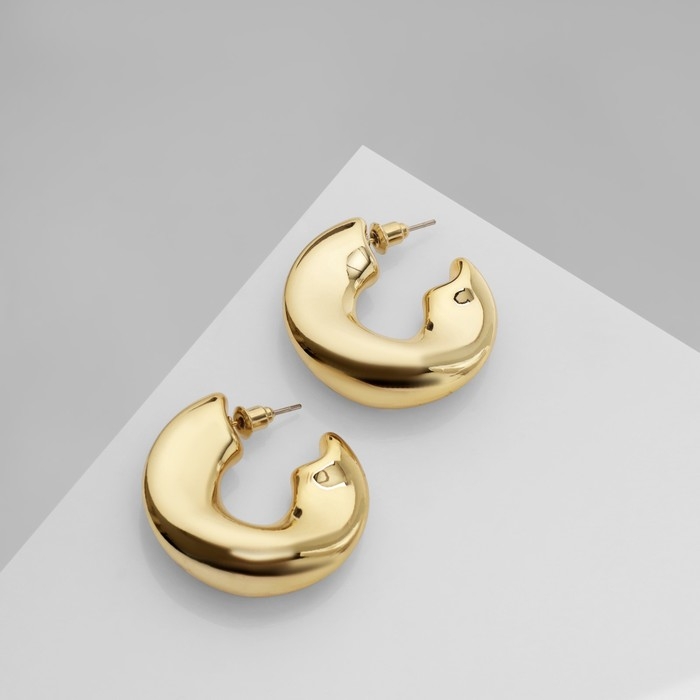 Серьги-кольца &laquo;Тренд&raquo; мятые, круг, цвет золото