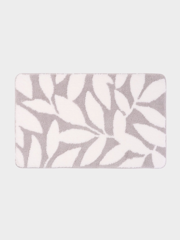 Коврик Доляна Leaves, 50&times;80 см, ворс 1.5 см, микрофибра, серый