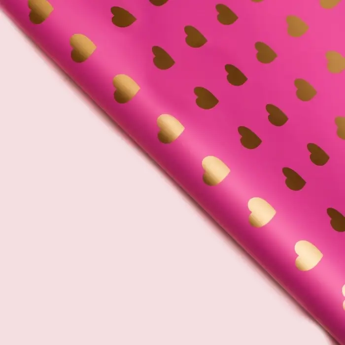 Пленка матовая &laquo;Золотые сердца&raquo;, фиолетовый, 57&times;57 см &plusmn;5% см