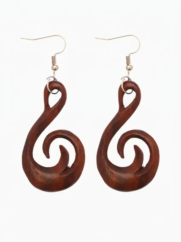 Серьги " Спираль" дерево соно
