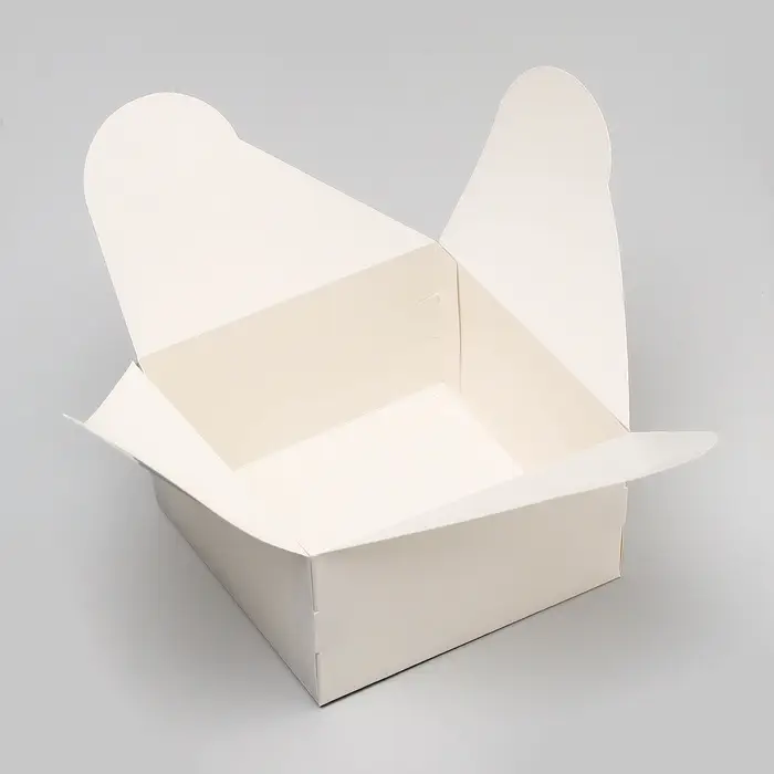 Коробка под бенто - торт без окна, белая, 14&times;14&times;8 см