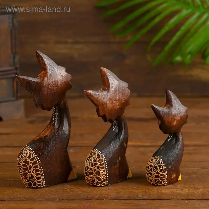 Сувенир дерево "Кошки" (набор 3 шт) 17х7х8 см