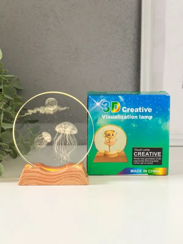 Сувенир стекло свет "Диск. Медузы" 5хLED d=10 см, USB 10х4х11,4 см