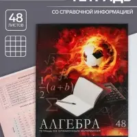 Тетрадь предметная 48 листов в клетку Calligrata, &laquo;Футбол. Алгебра&raquo;, обложка мелованный картон