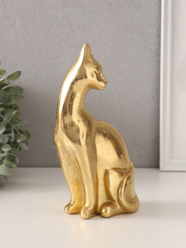 Сувенир полистоун "Золотая кошка" 11,5х7,5х20,5 см