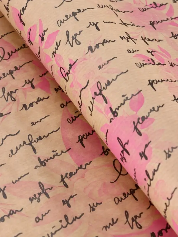 Бумага упаковочная крафт &laquo;Розы письмо&raquo;, розовый/графит, 0.72&times;10&plusmn;5% м, 40 г