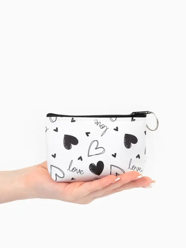 Кошелек жен 13-01-01 Июнь2504, 11*3,5*8,5 см, отд на молнии, белый-черный