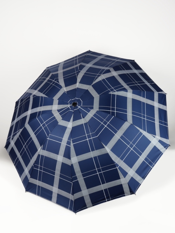 Зонт механический &laquo;Клетка&raquo;, эпонж, 4 сложения, 10 спиц, R = 54/60 см, D = 120 см, цвет МИКС