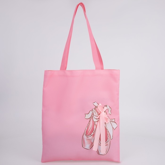 Шопер &laquo;Пуанты&raquo;, 35 х 0,5 х 40 см, с лентой, цвет розовый