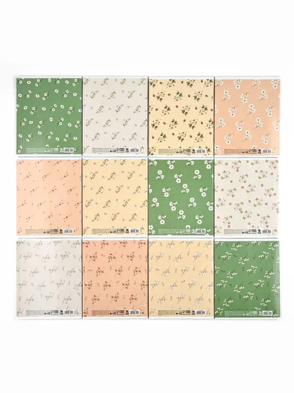 Тетради предметные, 48 л., набор из 12 шт., блок №1, Flowers
