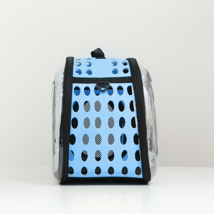 Переноска для животных прозрачная, 42*32*28 см, голубая Переноска для животных прозрачная, 42*32*28 см, голубая