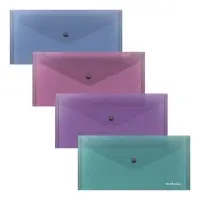 Папка-конверт на кнопке 255 х 130 мм (Travel) ErichKrause "Glossy Vivid", полупрозрачная, 180 мкм, синяя
