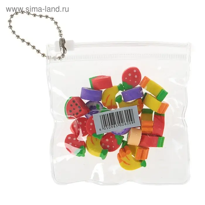 Набор ластиков фигурных 24 штуки, в пакете на зип-молнии, МИКС