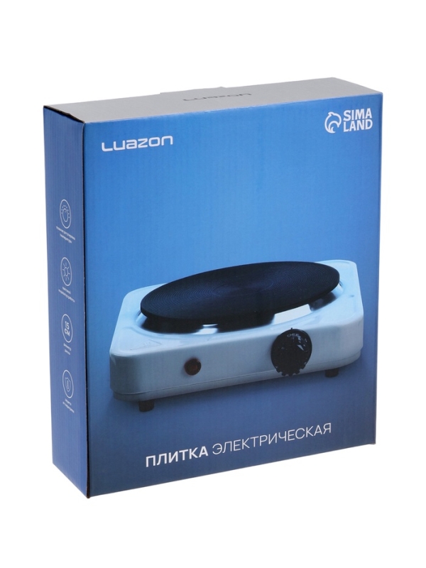 Плитка электрическая Luazon LHP-001, 1 конфорка, 1000 Вт, нагреватель спираль, белая