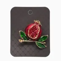 Брошь "Гранат" в разрезе, со стразами, красно-зелёная в золоте