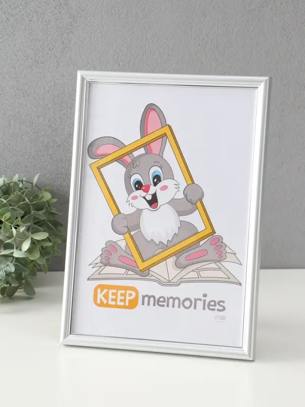 Фоторамка "Гамма" 21х30 см,  с подножкой, набор 3 шт, (пластиковый экран), серебро