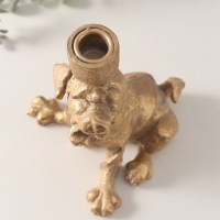 Подсвечник полистоун на 1 свечу "Шарж. Зевающий щенок" золото 15,8х15,3х20 см