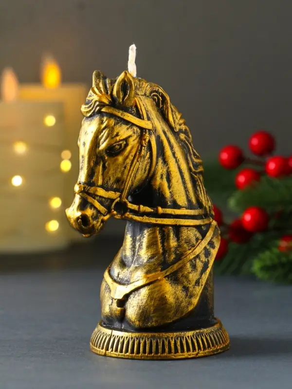 Декоративная свеча "Бюст лошади" (бронза), 131 г, 74х60х118