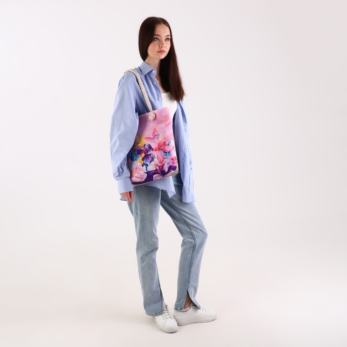 Сумка женская пляжная "Цветы", 35х40 см