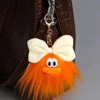 Пушистик на кольце "Чучундра с бантиком" оранж 18х10х5 см