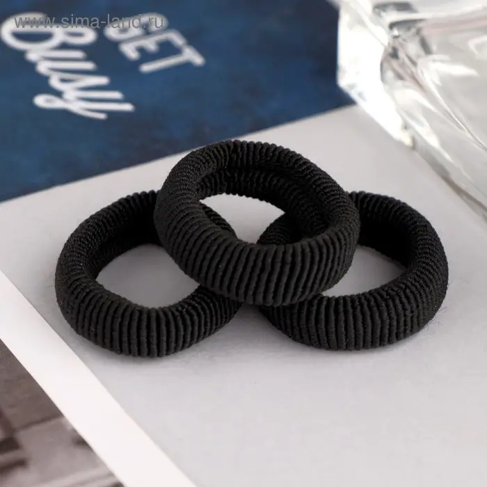 Резинка для волос "Стиль классик" (набор 3 шт) 5,5 см, чёрный