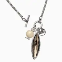 Кулон на цепочке "Стиль" эллипс, цвет серый в серебре