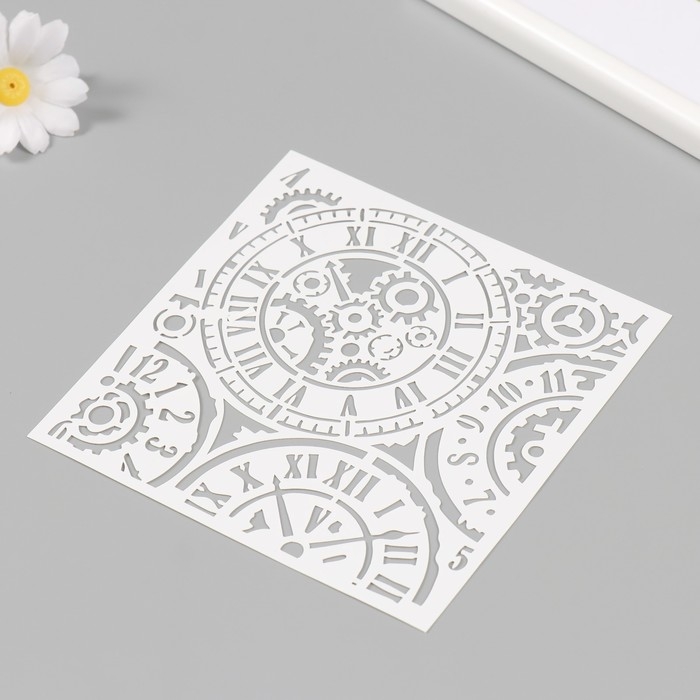 Трафарет пластиковый "Часы" 15х15 см
