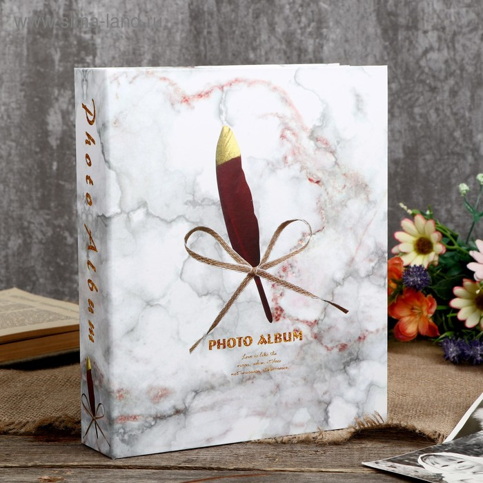 Фотоальбом на 80 фото 10х15 см "Мрамор и перо" в коробке МИКС 23х19,5х5 см