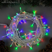 Гирлянда &laquo;Нить&raquo; 10 м, IP44, белая нить, 100 LED, свечение мульти, 8 режимов, 220 В