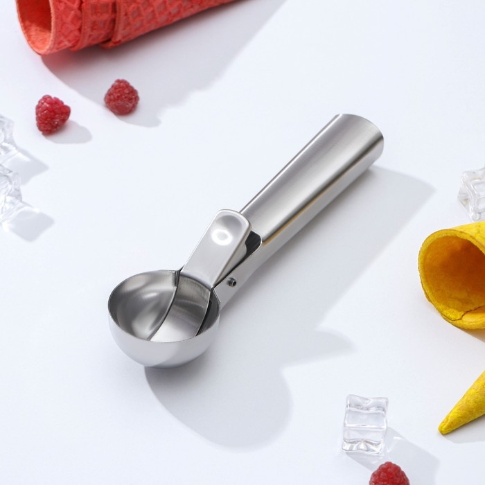 Ложка для мороженого Доляна &laquo;Элит&raquo;, с выталкивателем, 18 см, цвет серебристый