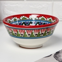 Набор салатников Риштанская керамика "Узоры", 15 см, 3 шт, в подарочной упаковке, красные