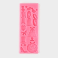 Молд &laquo;Свадебная атрибутика&raquo;, силикон, 16&times;6&times;0,9 см, цвет розовый
