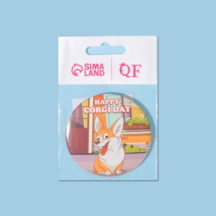 Зеркало карманное &laquo;Корги&raquo;, d = 7 см, разноцветное