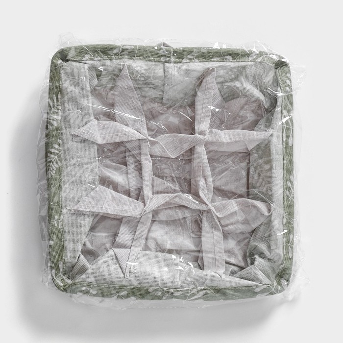 Органайзер для хранения белья Доляна Leaves, 9 ячеек, 28&times;28&times;11 см, цвет зелёный