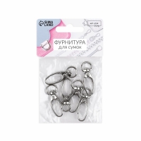 Карабин металлический, 38 &times; 12 мм / 10 &times; 1 мм, 6 шт, цвет серебряный