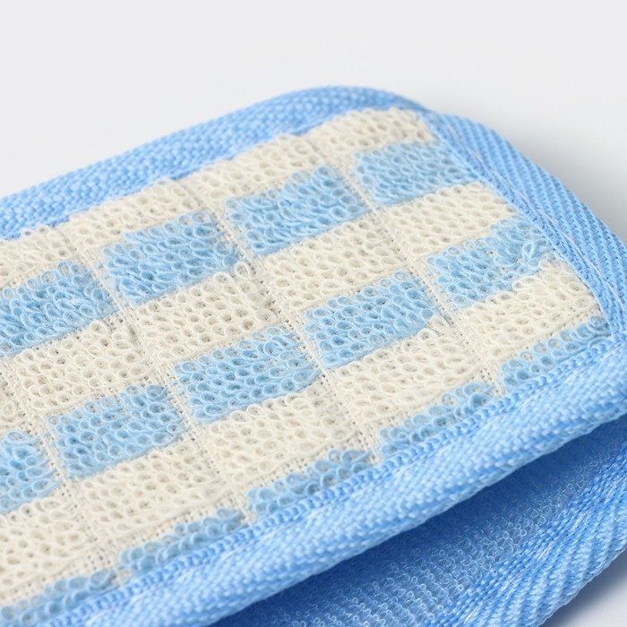 Мочалка для тела Доляна &laquo;Шашки&raquo;, длинная, 70 см, цвет голубой