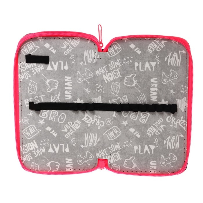 Пенал 2 секции 110*190 ткань ПКТ 11-42 "Чёрный-ярко-розовый" 56330