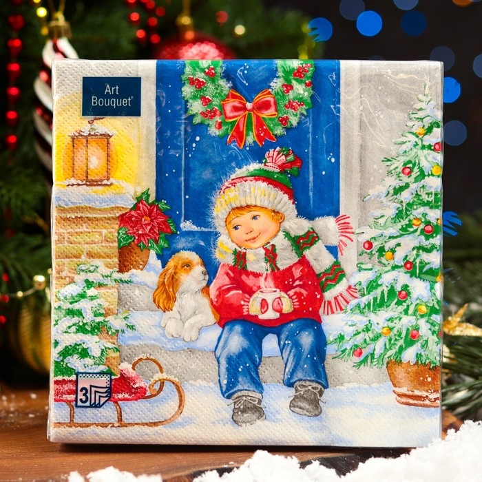 Новогодние салфетки бумажные Art Bouquet &laquo;Пришла зима&raquo;, 3 слоя, 33х33, 20 шт.