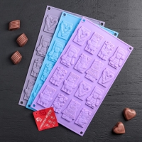 Форма для конфет и шоколада новогодняя Доляна &laquo;Рождество&raquo;, силикон, 30&times;17 см, 16 ячеек, цвет красный