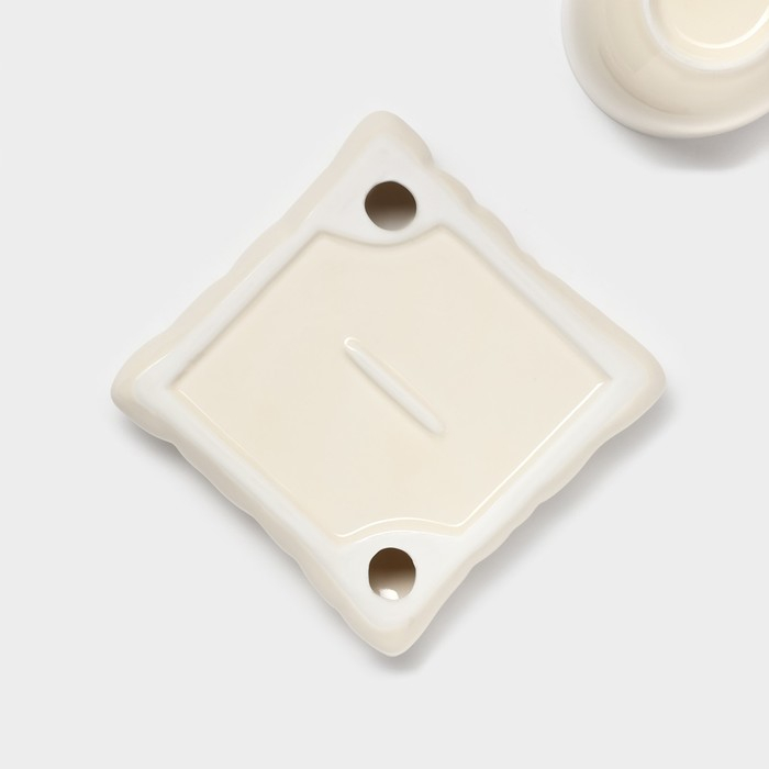 Чайная пара керамическая с ложкой &laquo;Зефирка&raquo;, 2 предмета: чашка 250 мл, блюдце d=13 см, цвет бежевый