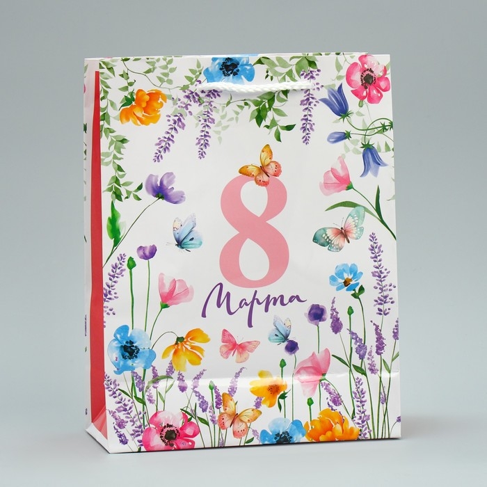 Пакет подарочный ламинированный, упаковка, &laquo;Цветы&raquo;, MS 18 х 23 х 8 см
