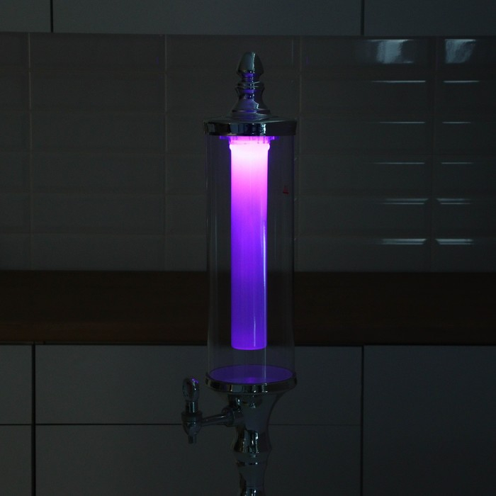 Башня пивная &laquo;Петронас&raquo;, 3 л, колба с подсветкой, 2 батарейки, цвет металлик