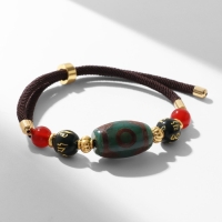 Браслет &laquo;Бусина Дзи&raquo; на шнурке, овал, цветной, d=7 см