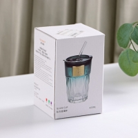 Стакан стеклянный с крышкой и трубочкой &laquo;Крона&raquo;, 400 мл