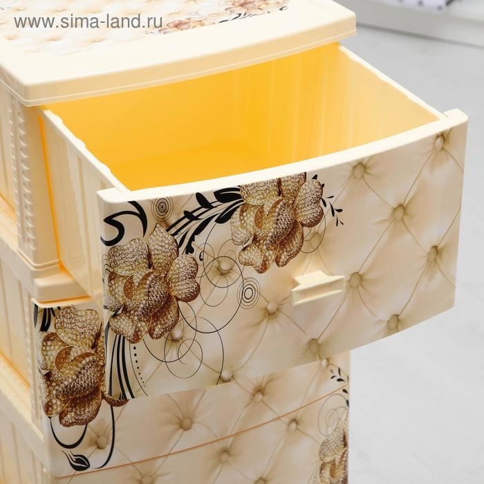 Комод 4-х секционный &laquo;Декор. Барокко&raquo;, цвет слоновая кость