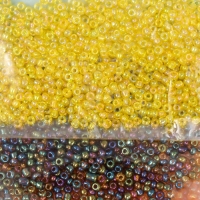 Бисер круглый 12/0 "Красно-жёлтый" перламутр 8 цветов х 10 гр 20х8 см