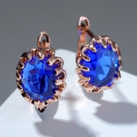 Серьги со стразами &laquo;Эдель&raquo; овал кружево, цвет синий в розовом золоте