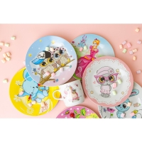 Набор детской посуды из керамики Доляна &laquo;Совы тинейджеры&raquo;, 3 предмета: кружка 230 мл, миска 400 мл, тарелка d=18 см