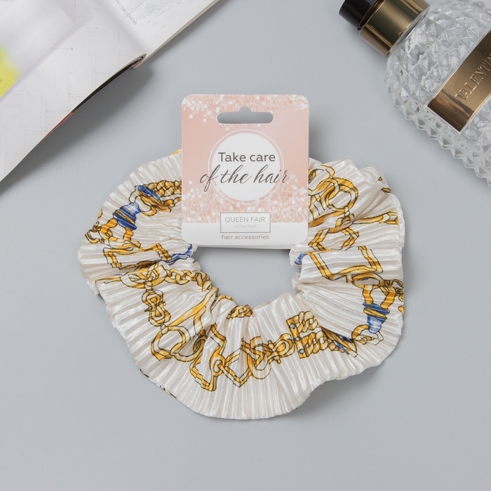 Резинка для волос "Орбита" жатка звенья, 12 см, белый