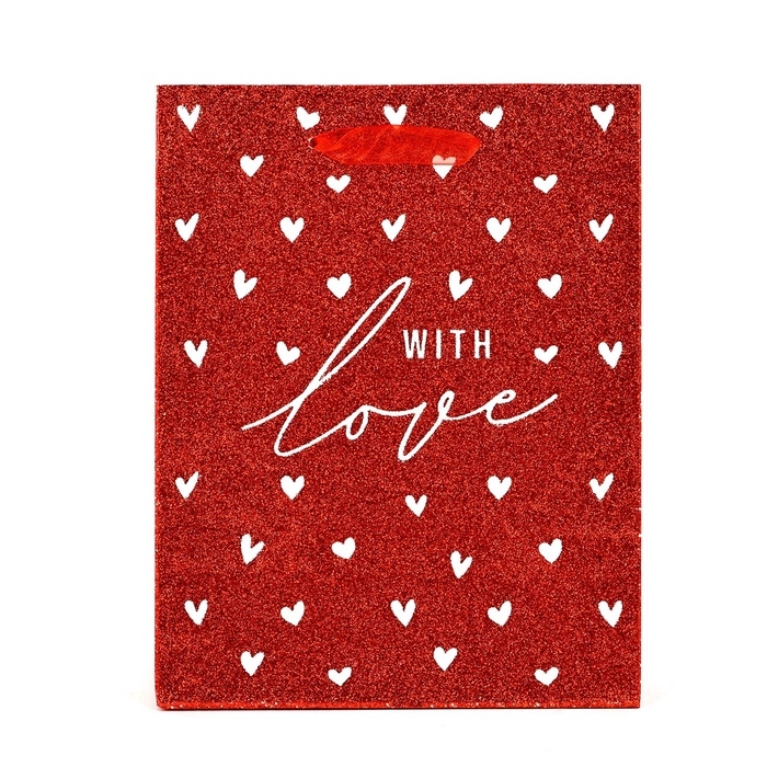 Пакет ламинированный вертикальный &laquo;С любовью&raquo;, глиттер, MS 18 х 23 х 10 см